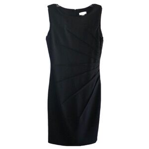 Calvin Klein Women's Size 12 Black Ruched Sheath Midi Dress